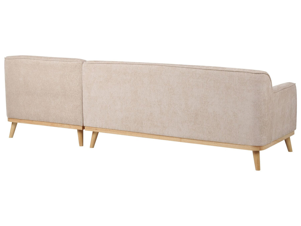 Left Hand Chenille Corner Sofa Beige SIMOS