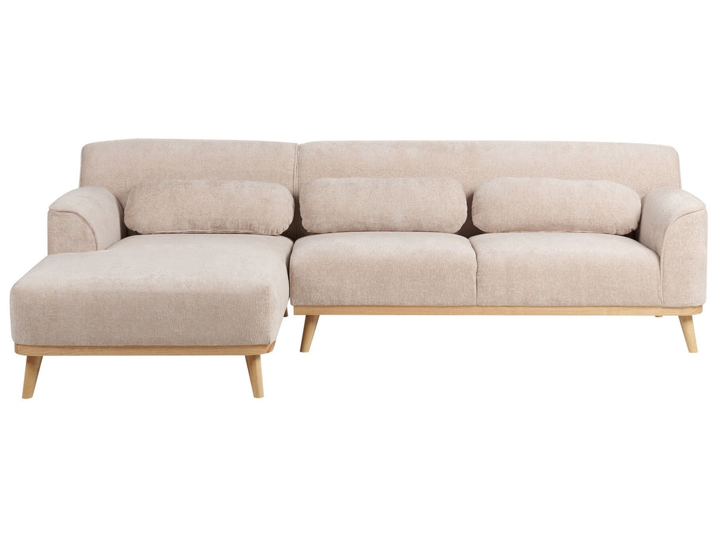 Right Hand Chenille Corner Sofa Beige SIMOS