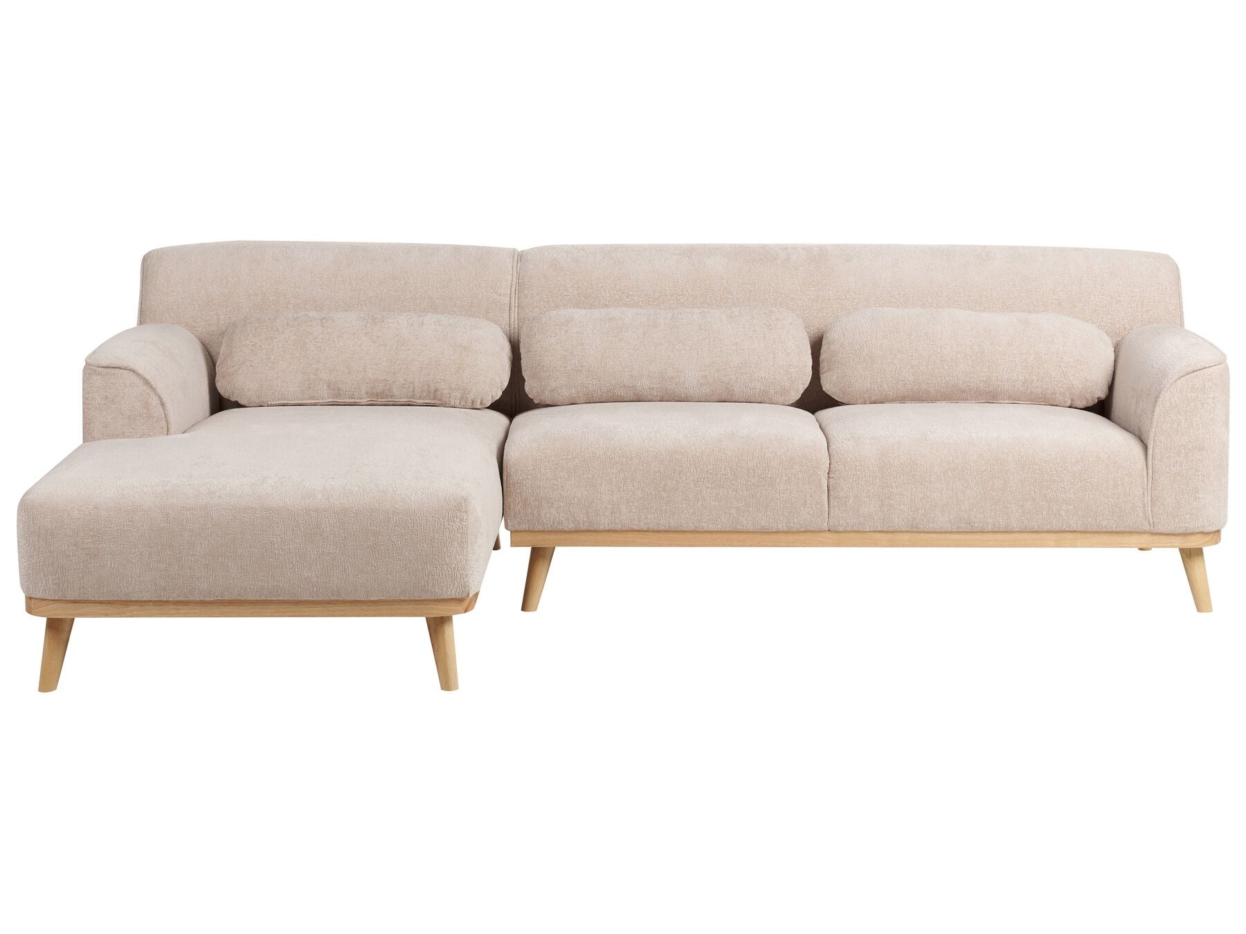 Right Hand Chenille Corner Sofa Beige SIMOS