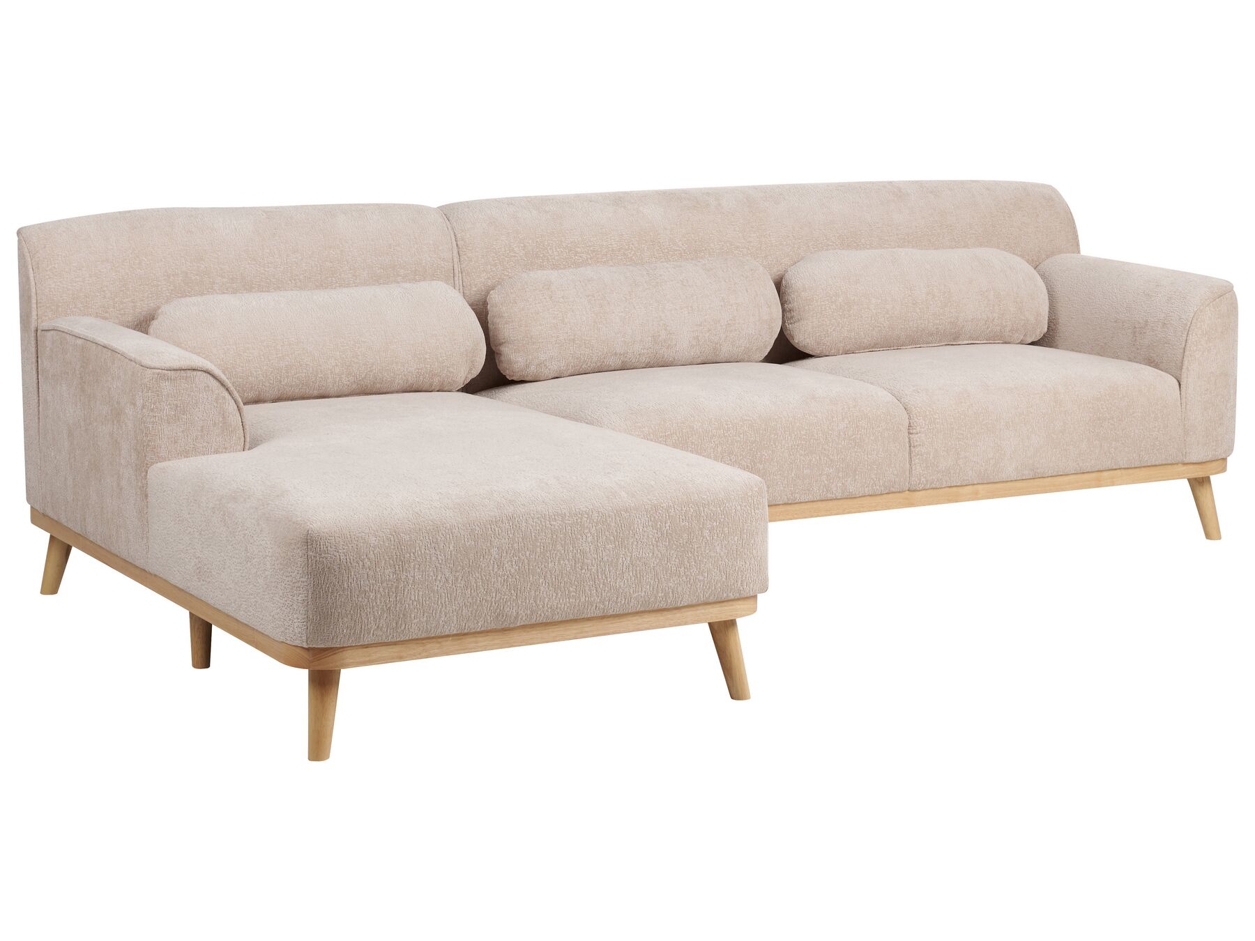 Right Hand Chenille Corner Sofa Beige SIMOS