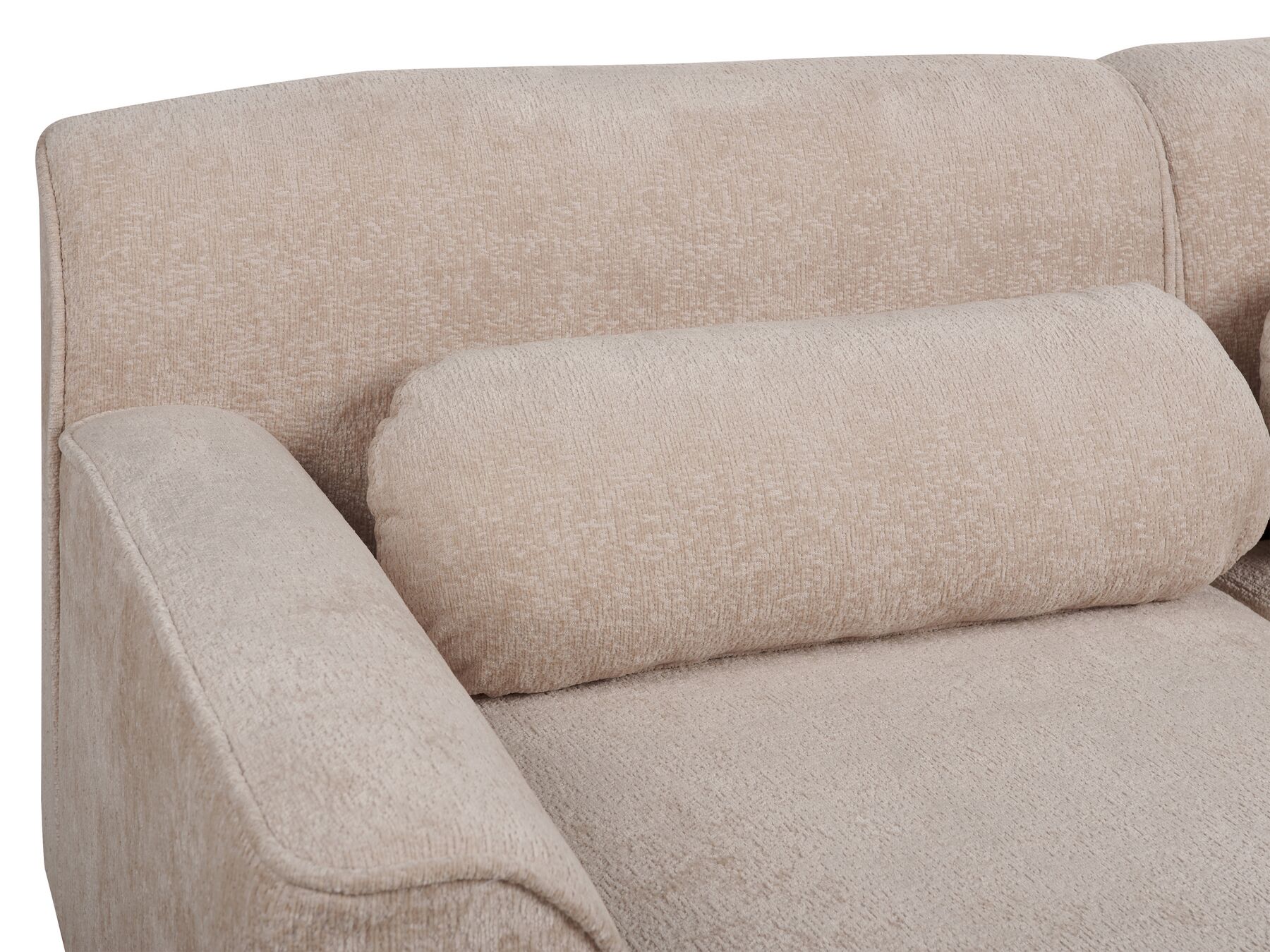 Right Hand Chenille Corner Sofa Beige SIMOS
