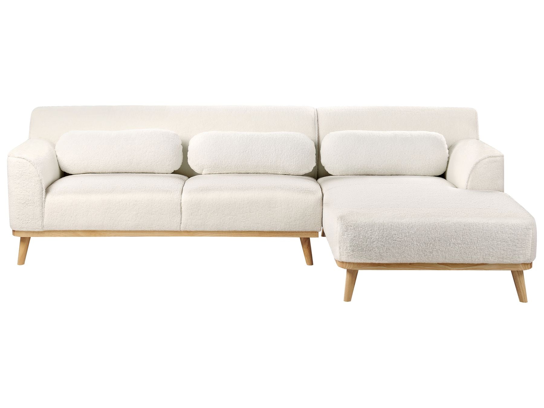Left Hand Boucle Corner Sofa White SIMOS