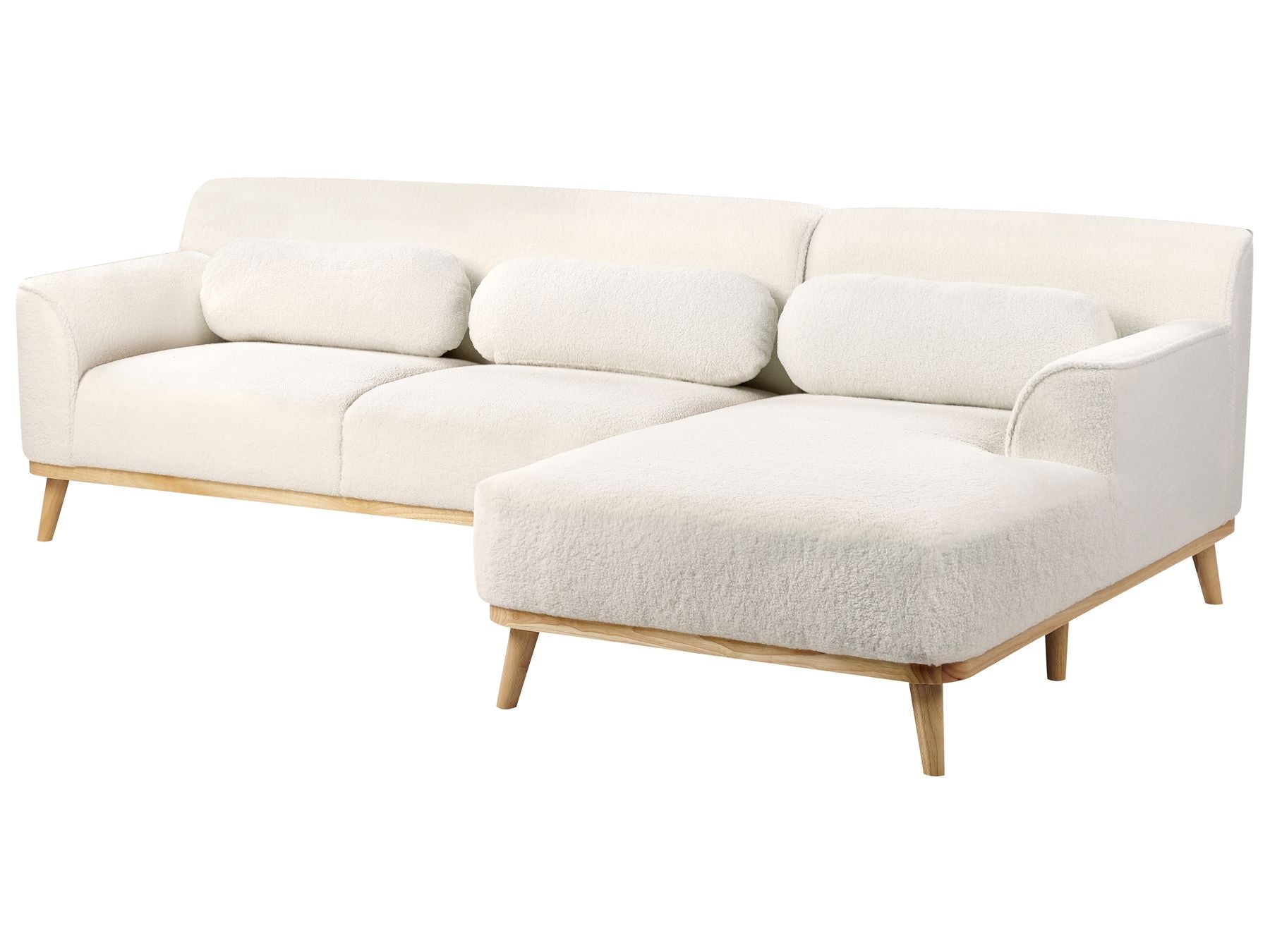 Left Hand Boucle Corner Sofa White SIMOS