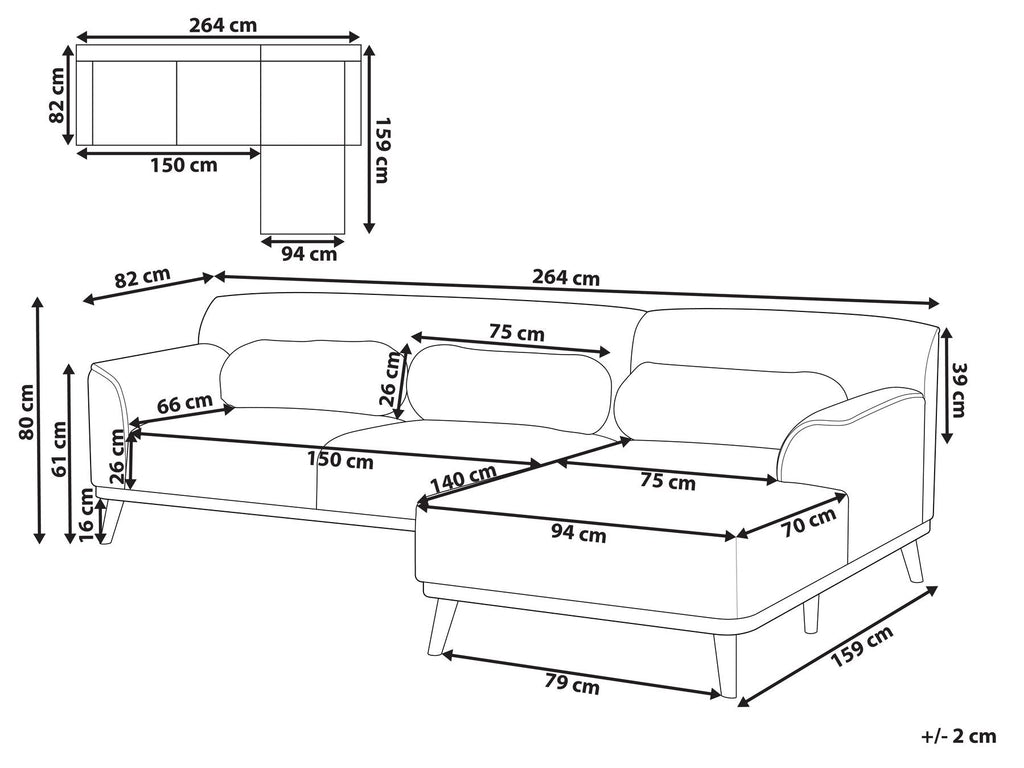 Left Hand Boucle Corner Sofa White SIMOS