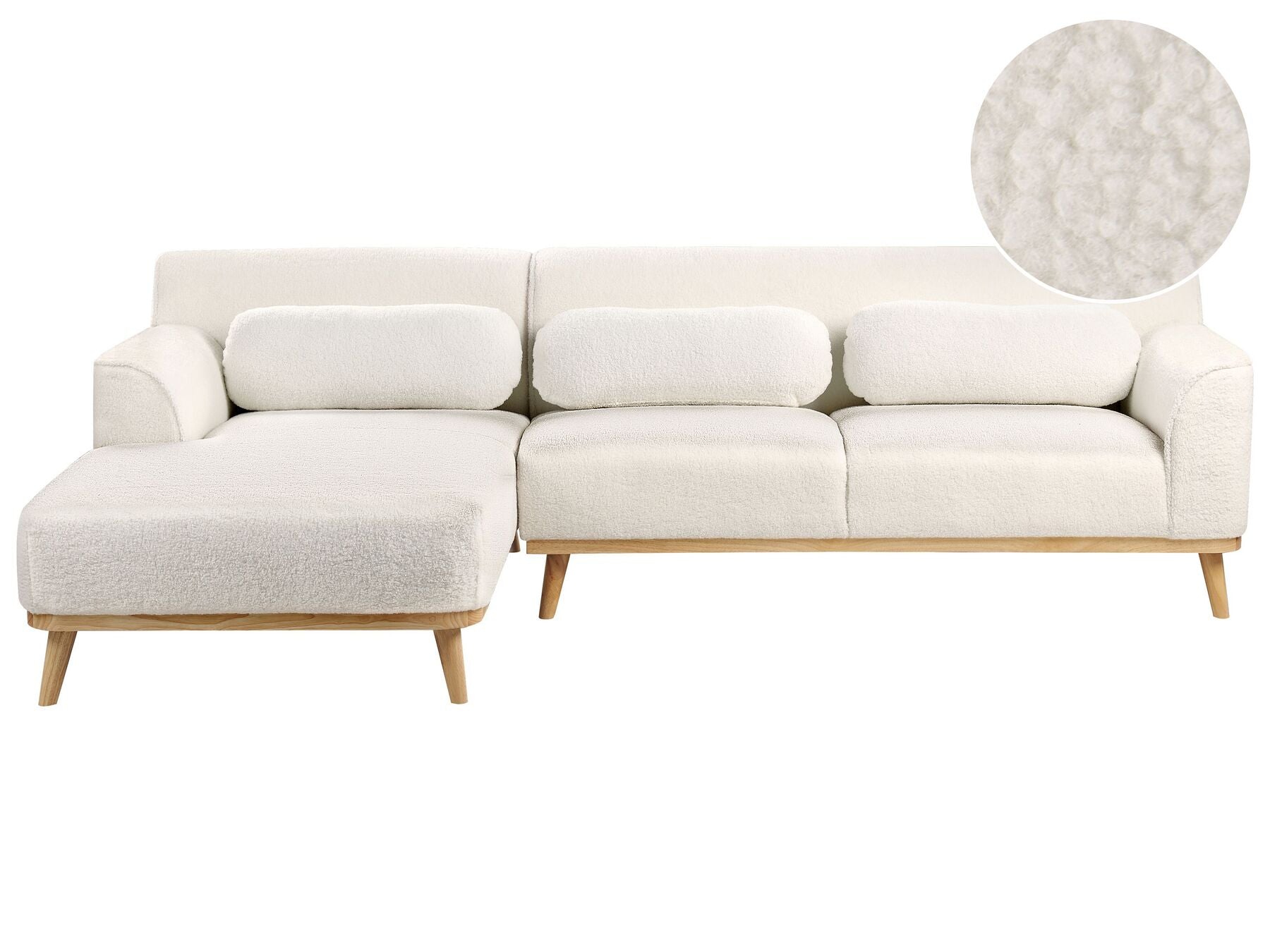 Right Hand Boucle Corner Sofa White SIMOS