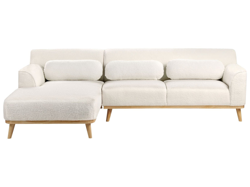 Right Hand Boucle Corner Sofa White SIMOS