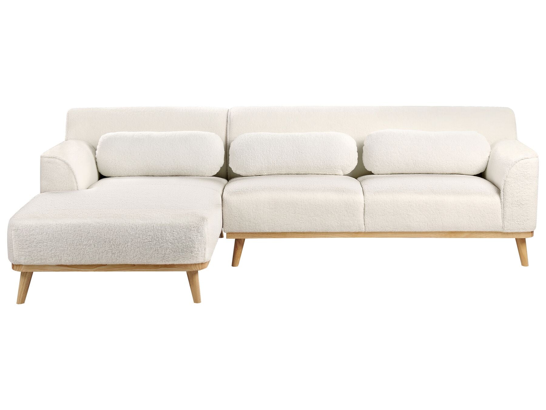 Right Hand Boucle Corner Sofa White SIMOS