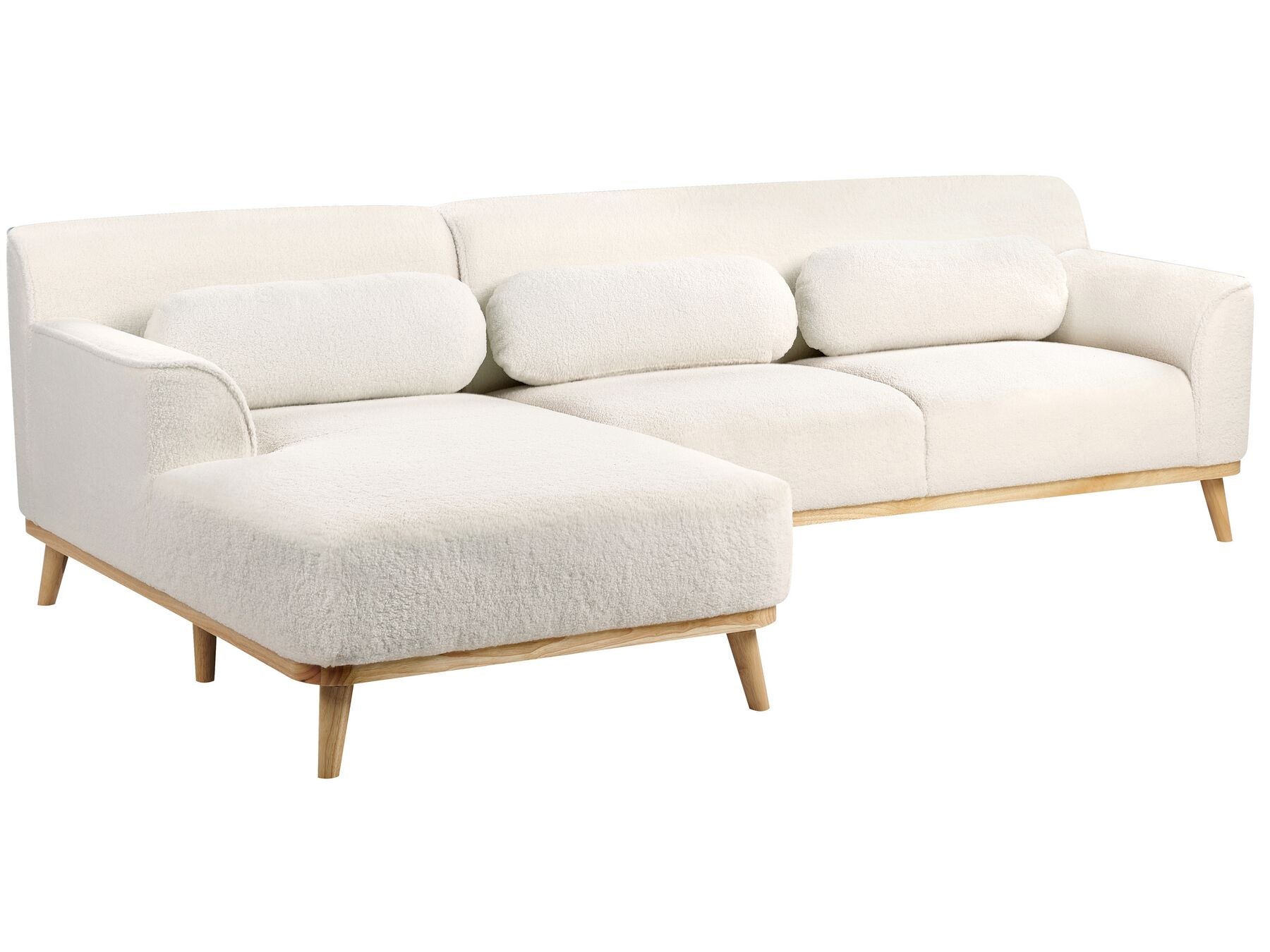 Right Hand Boucle Corner Sofa White SIMOS