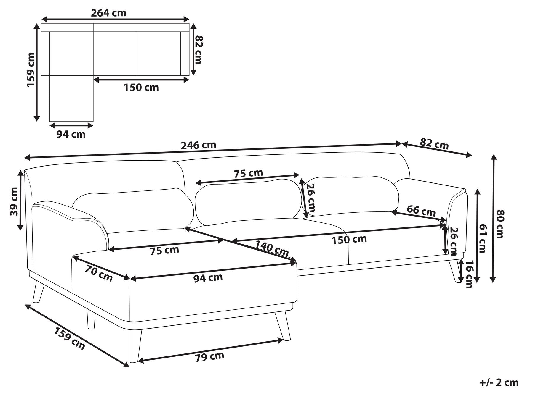 Right Hand Boucle Corner Sofa White SIMOS