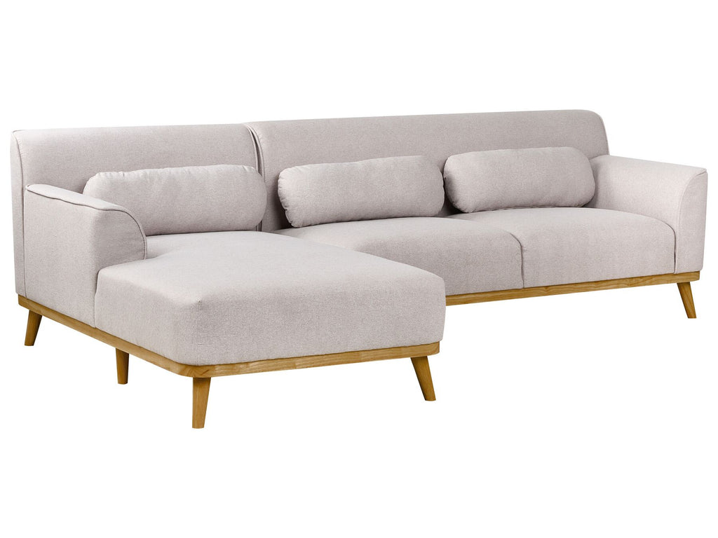 Corner Sofa SIMOS Fabric Light Grey 3 Seater Right Hand