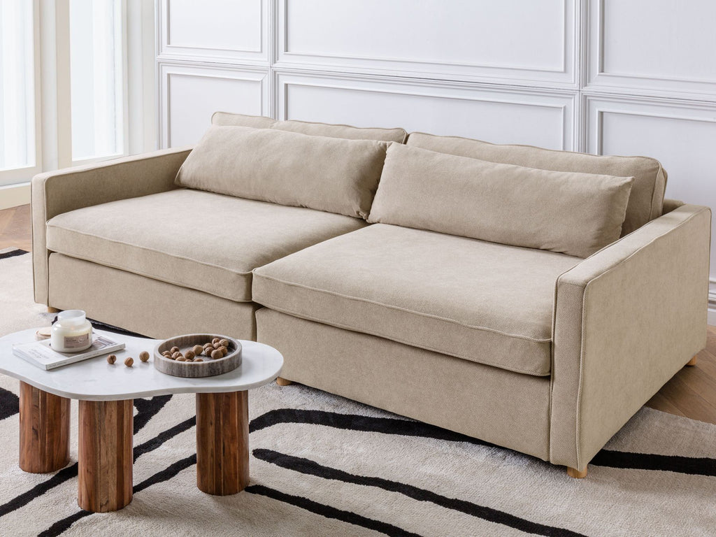 3 seater fabric sofa taupe vinstra