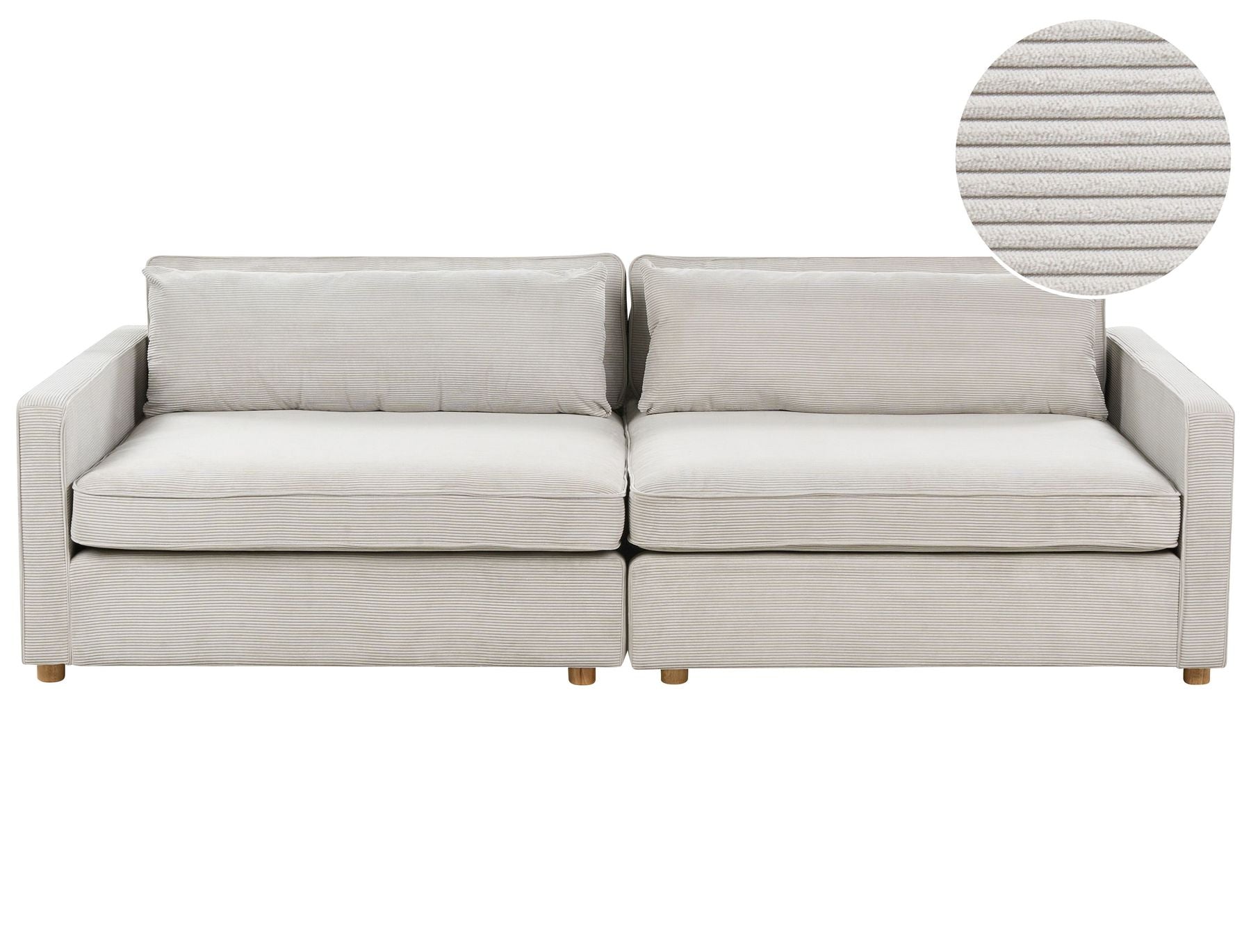 3 Seater Cord Sofa Light Grey VINSTRA