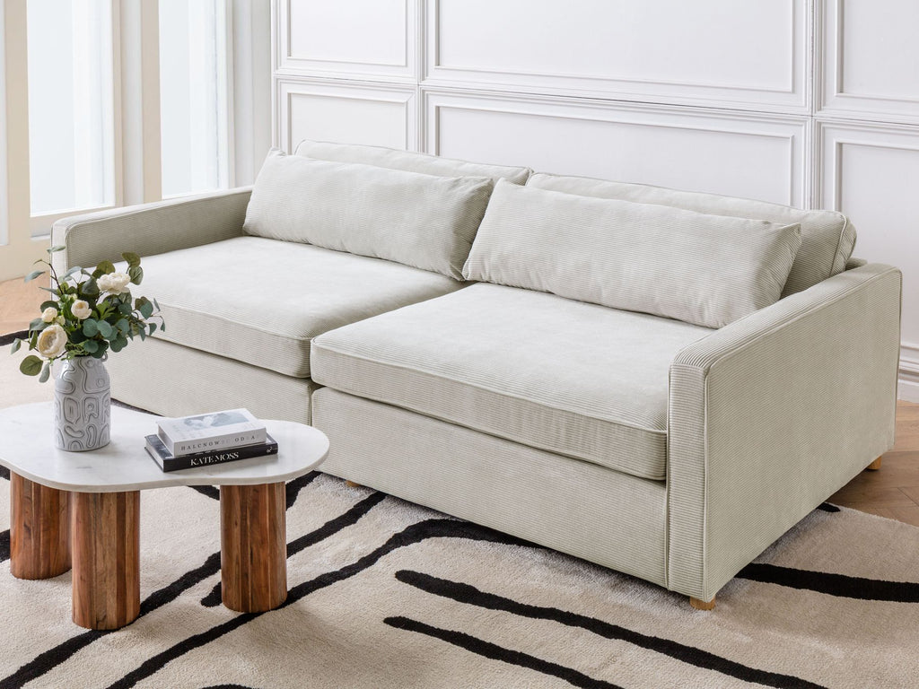 3 Seater Cord Sofa Light Grey VINSTRA