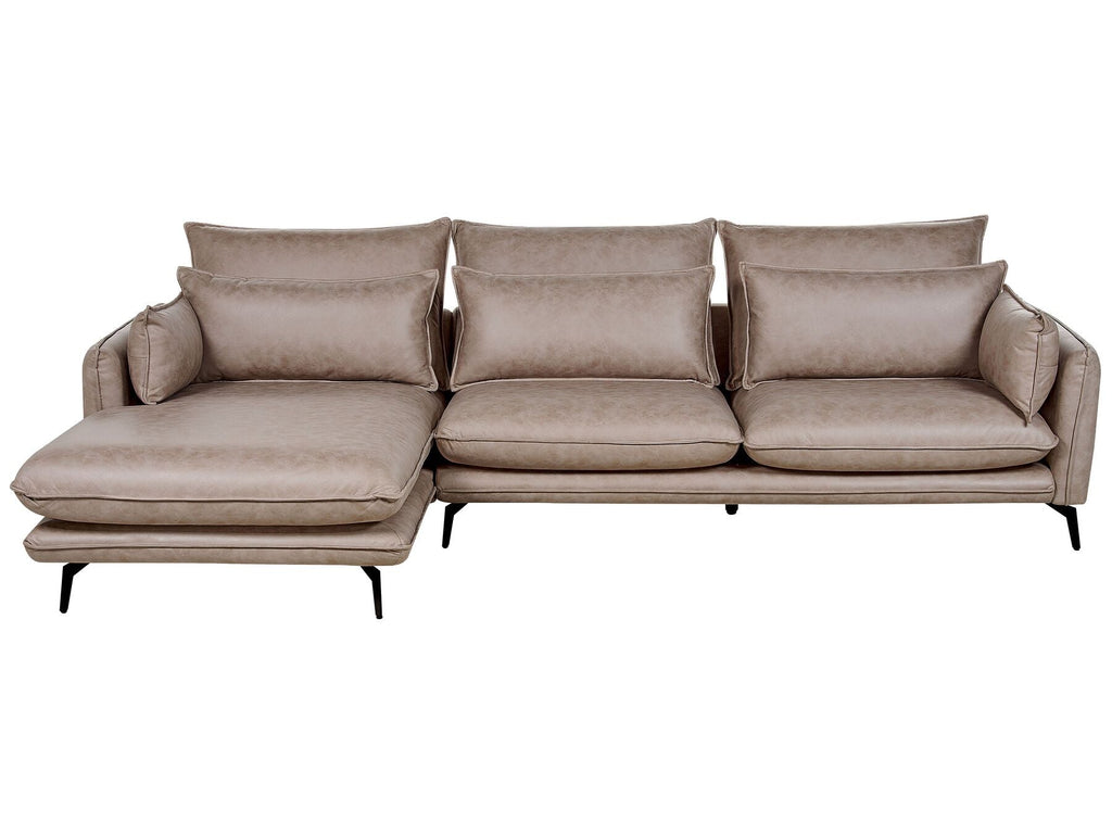 Right Hand Faux Suede Corner Sofa Light Brown GALLO