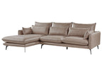 Right Hand Faux Suede Corner Sofa Light Brown GALLO