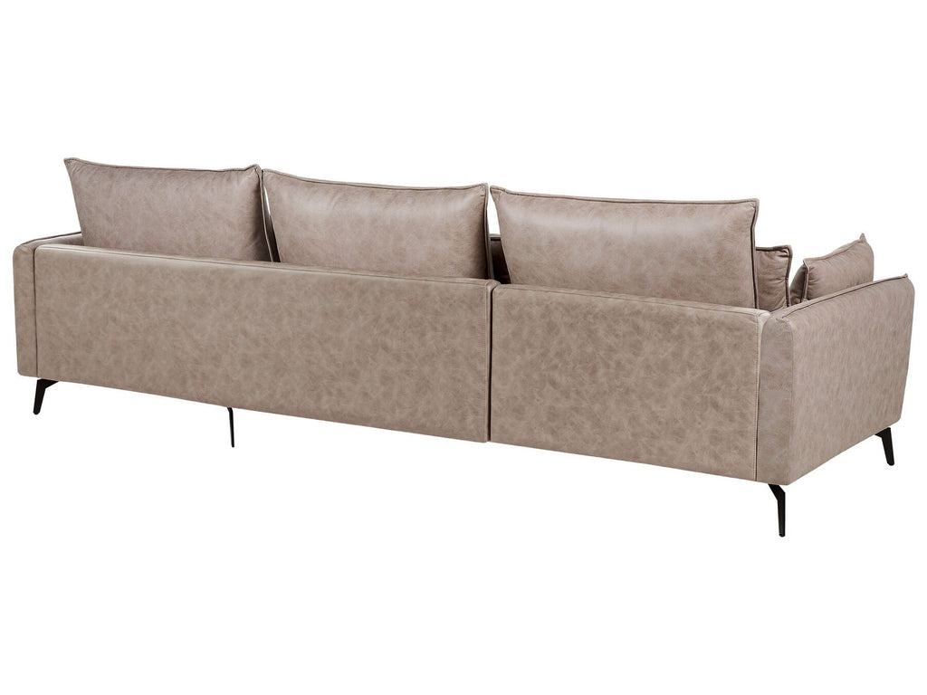 Right Hand Faux Suede Corner Sofa Light Brown GALLO