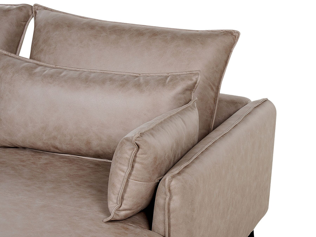 Right Hand Faux Suede Corner Sofa Light Brown GALLO