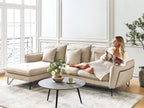 Right Hand Fabric Corner Sofa Beige SERSAN