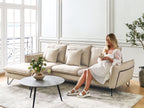 Right Hand Fabric Corner Sofa Beige SERSAN