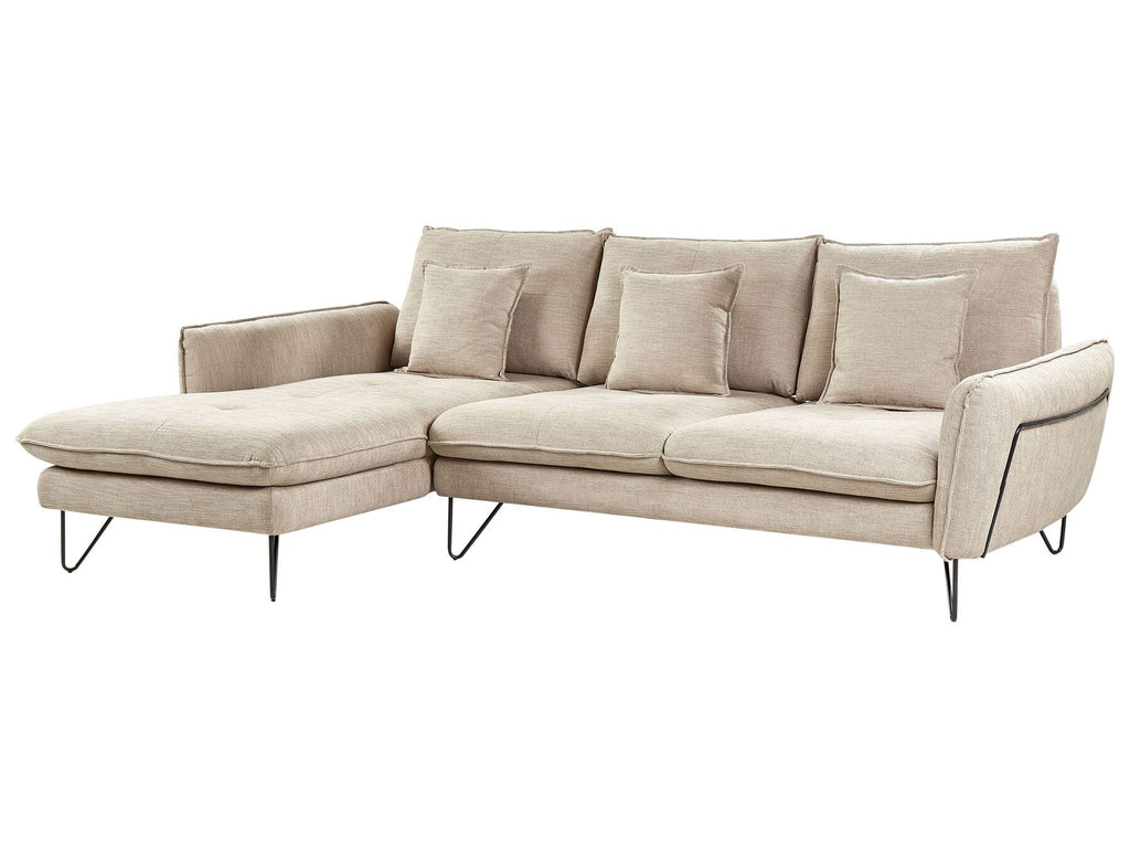 Right Hand Fabric Corner Sofa Beige SERSAN