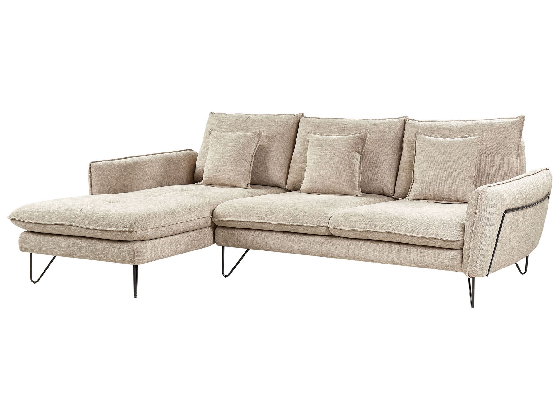 Right Hand Fabric Corner Sofa Beige SERSAN