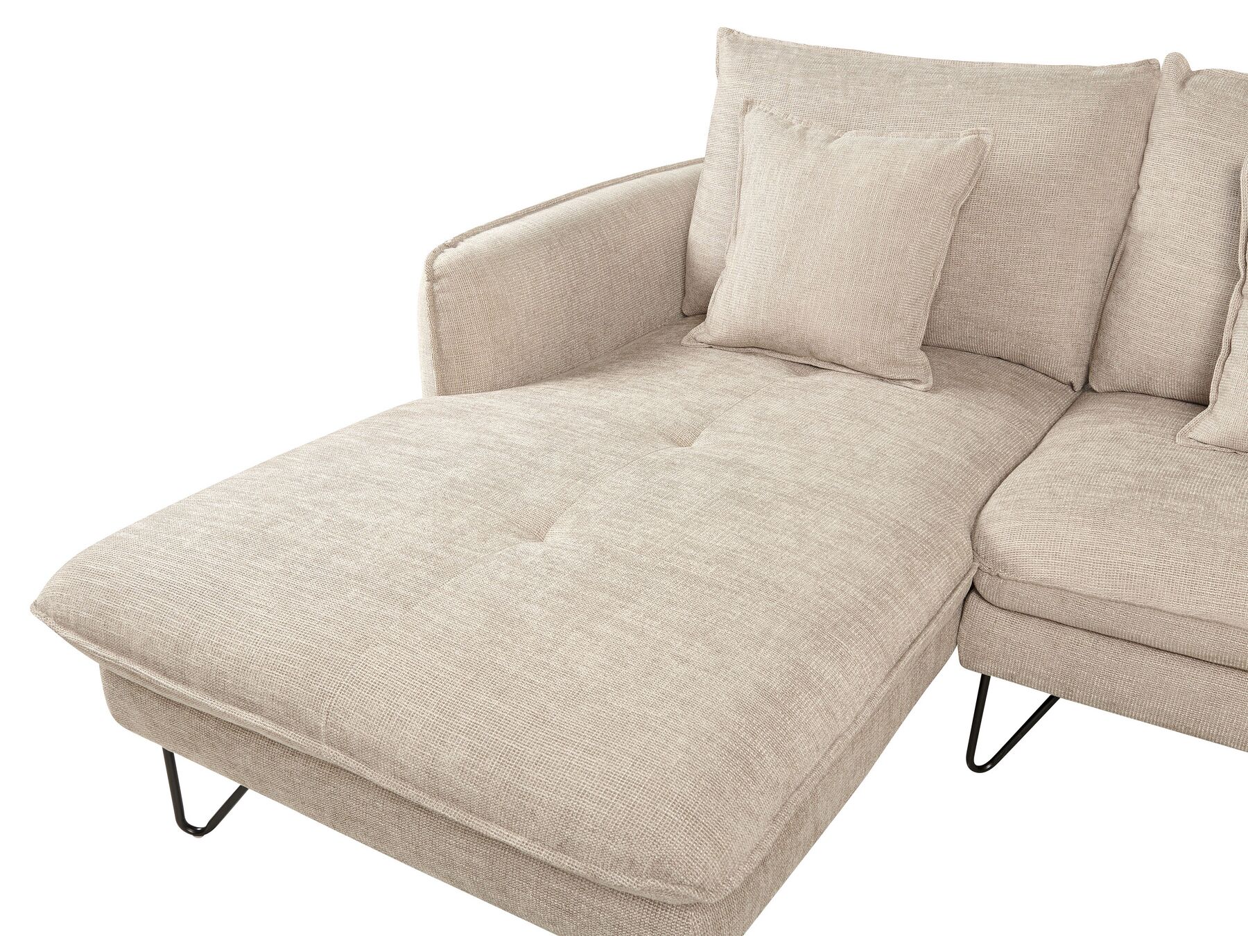 Right Hand Fabric Corner Sofa Beige SERSAN