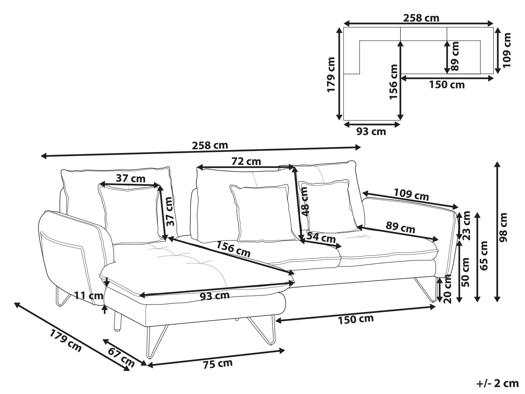 Right Hand Fabric Corner Sofa Beige SERSAN
