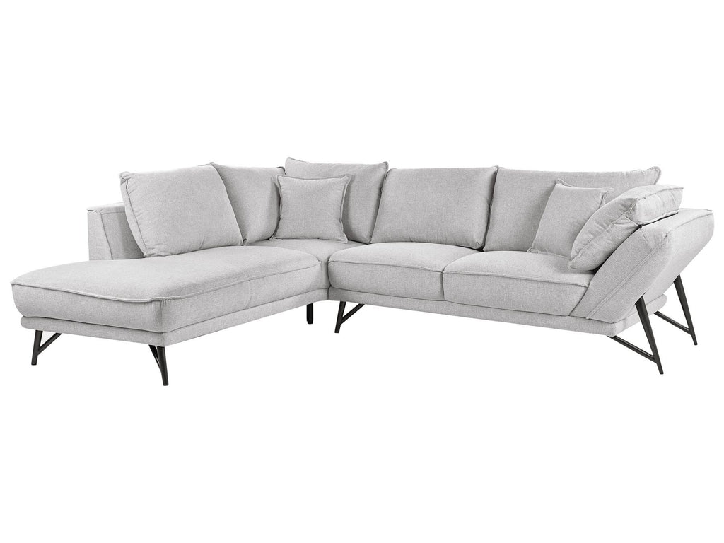 Right Hand Linen Corner Sofa Light Grey ELGA
