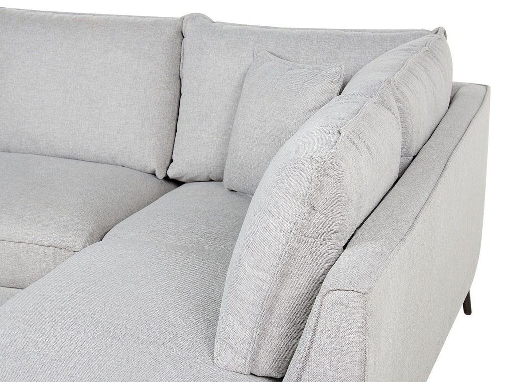 Right Hand Linen Corner Sofa Light Grey ELGA