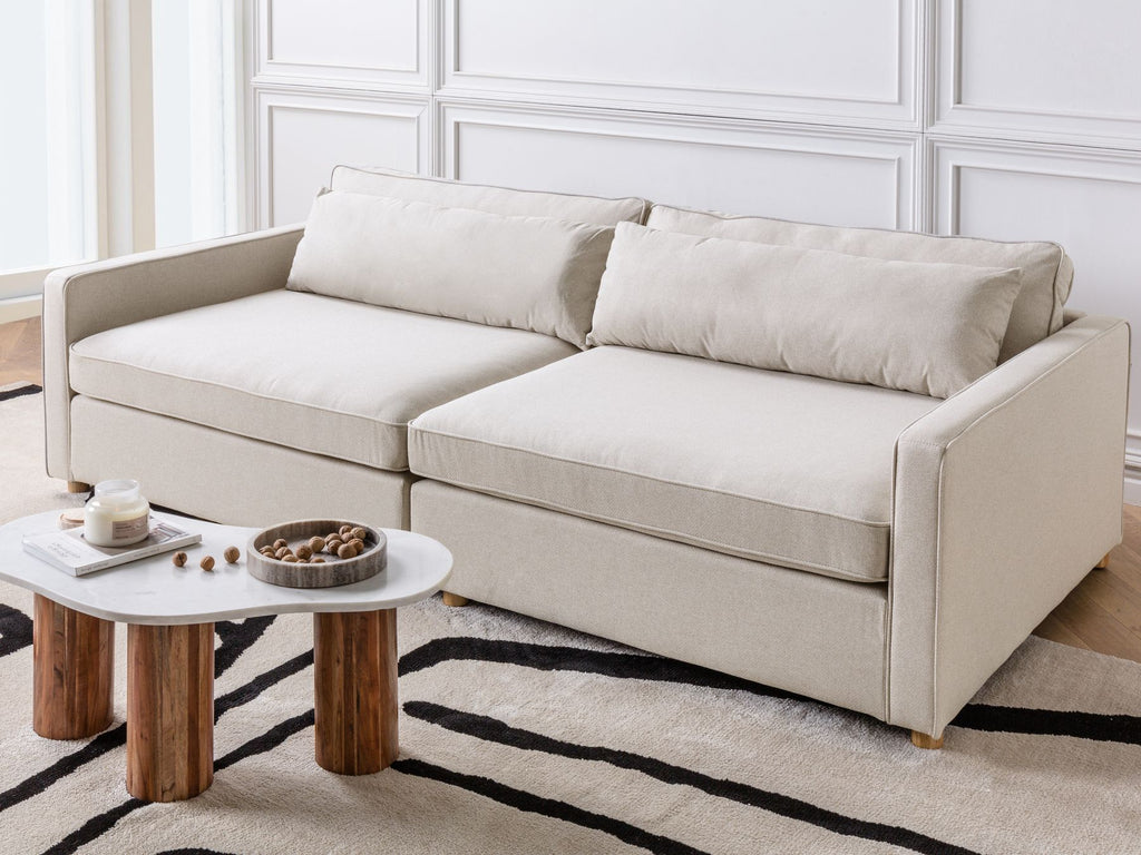 3 Seater Fabric Sofa Beige VINSTRA