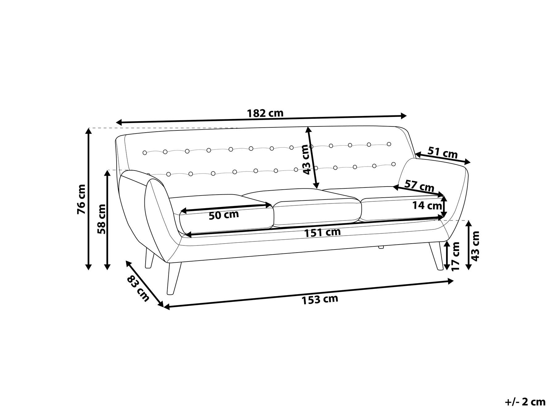 3 Seater Fabric Sofa Light Beige MOTALA