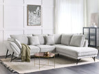 Left Hand Linen Corner Sofa Light Grey ELGA