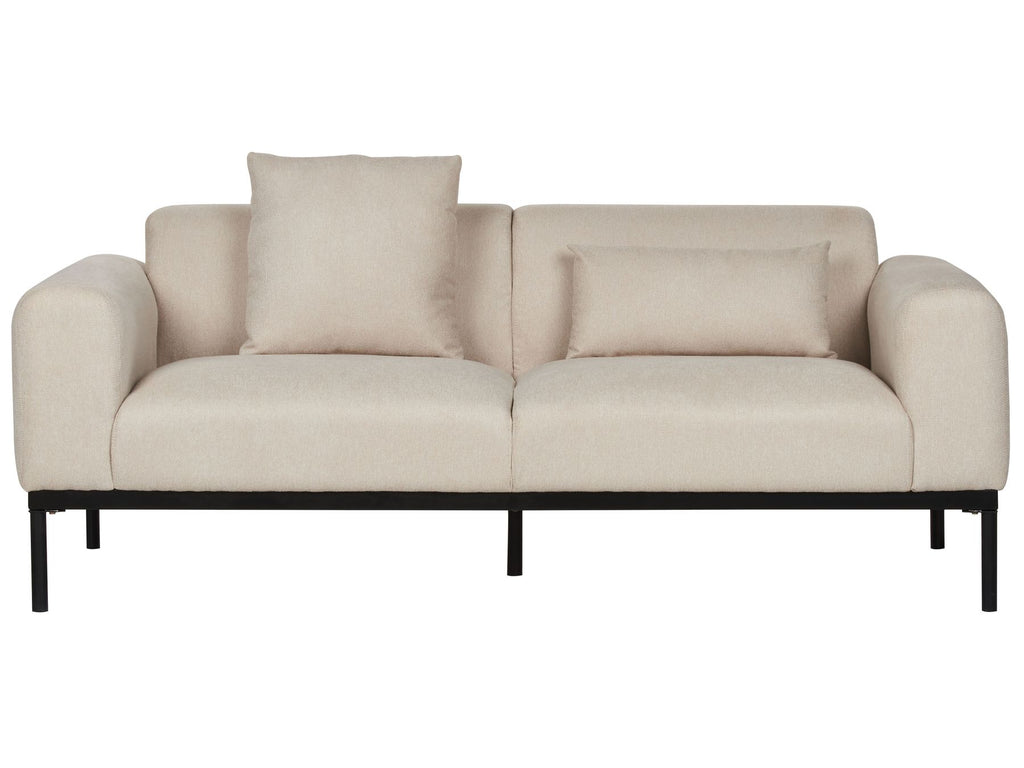 2 Seater Faux Linen Sofa Beige MALMOS