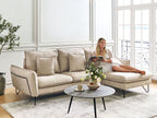 Left Hand Fabric Corner Sofa Beige SERSAN