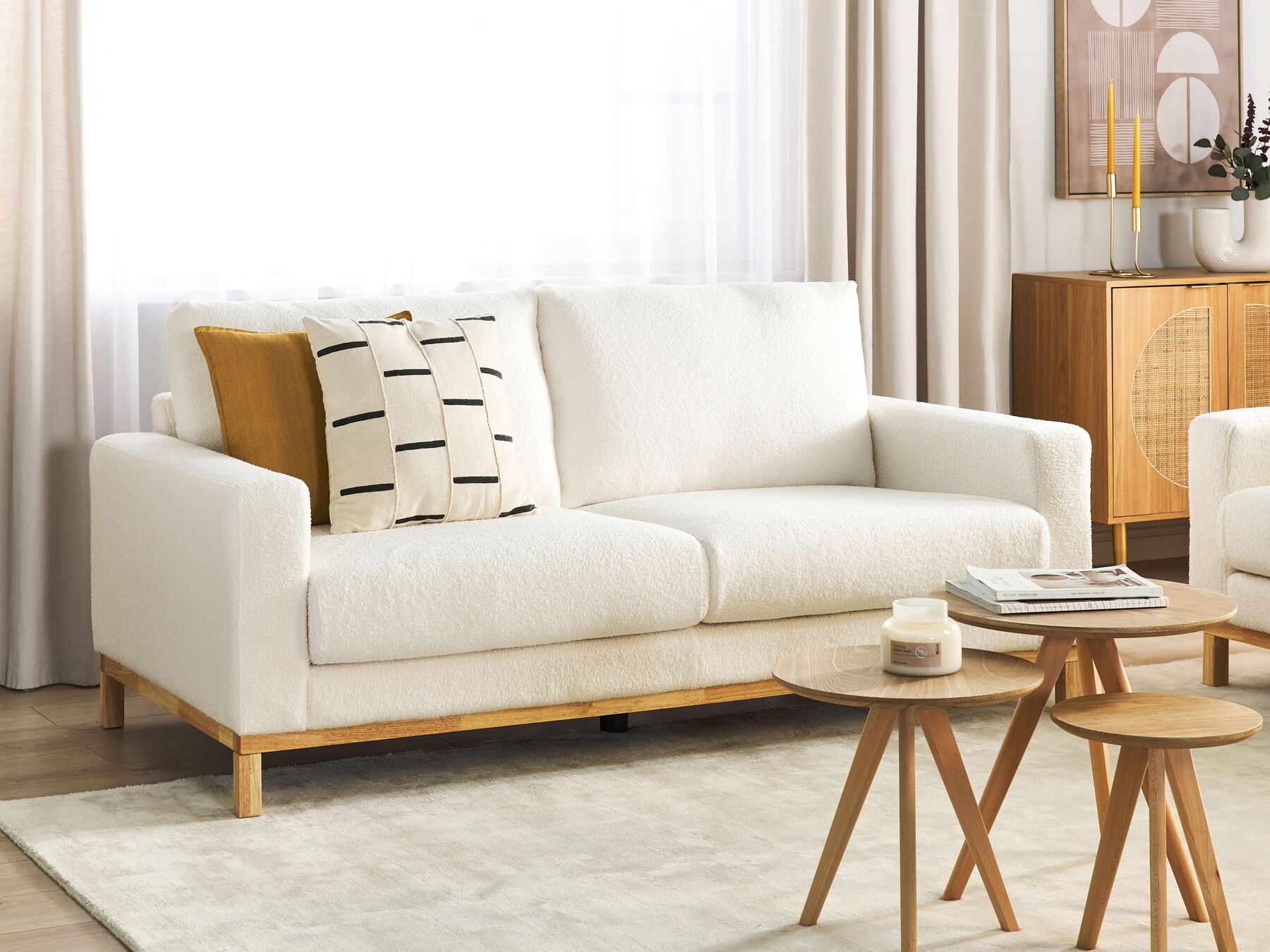 2 Seater Sofa White Boucle SIGGARD