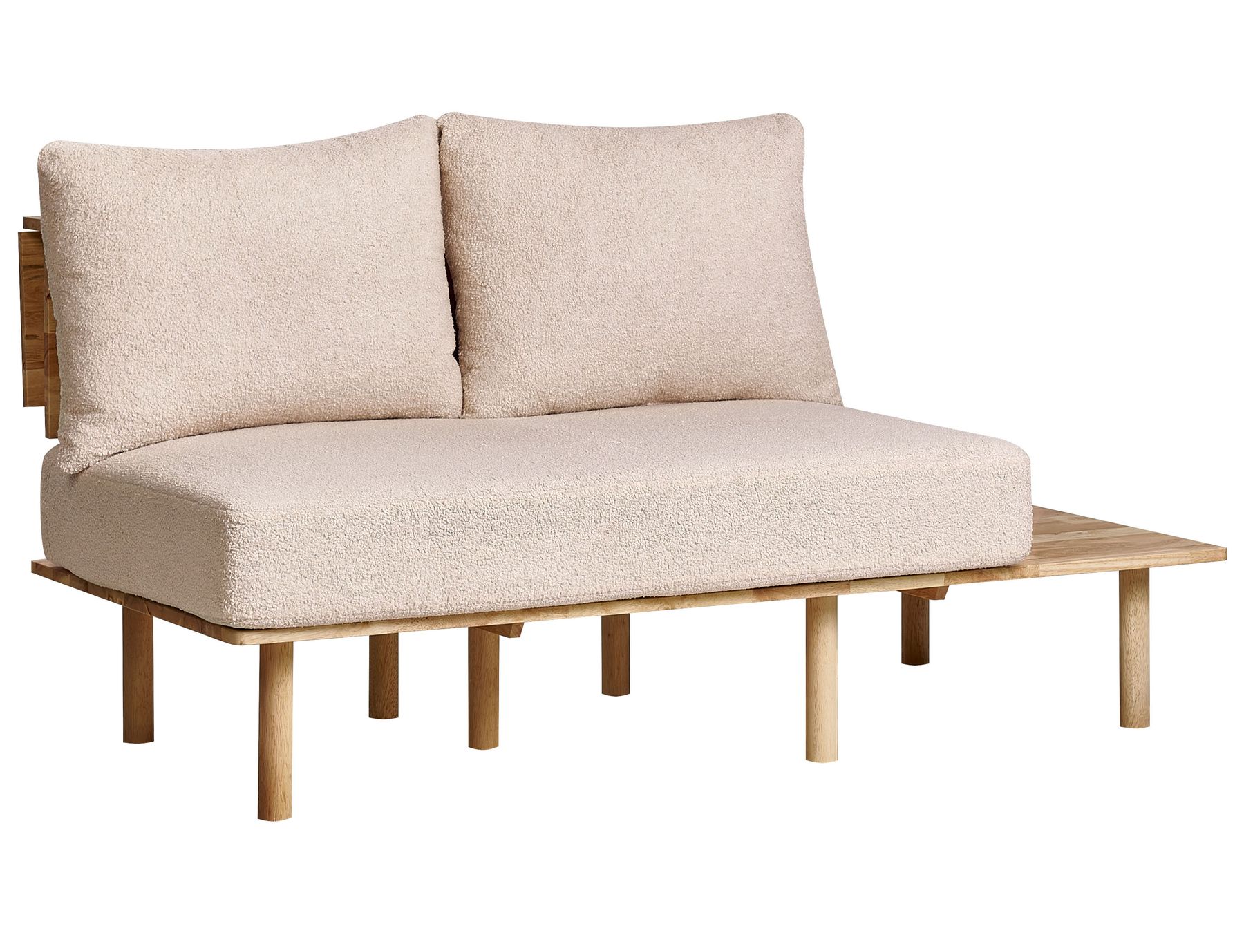 2 Seater Boucle Sofa with Table Beige SALO