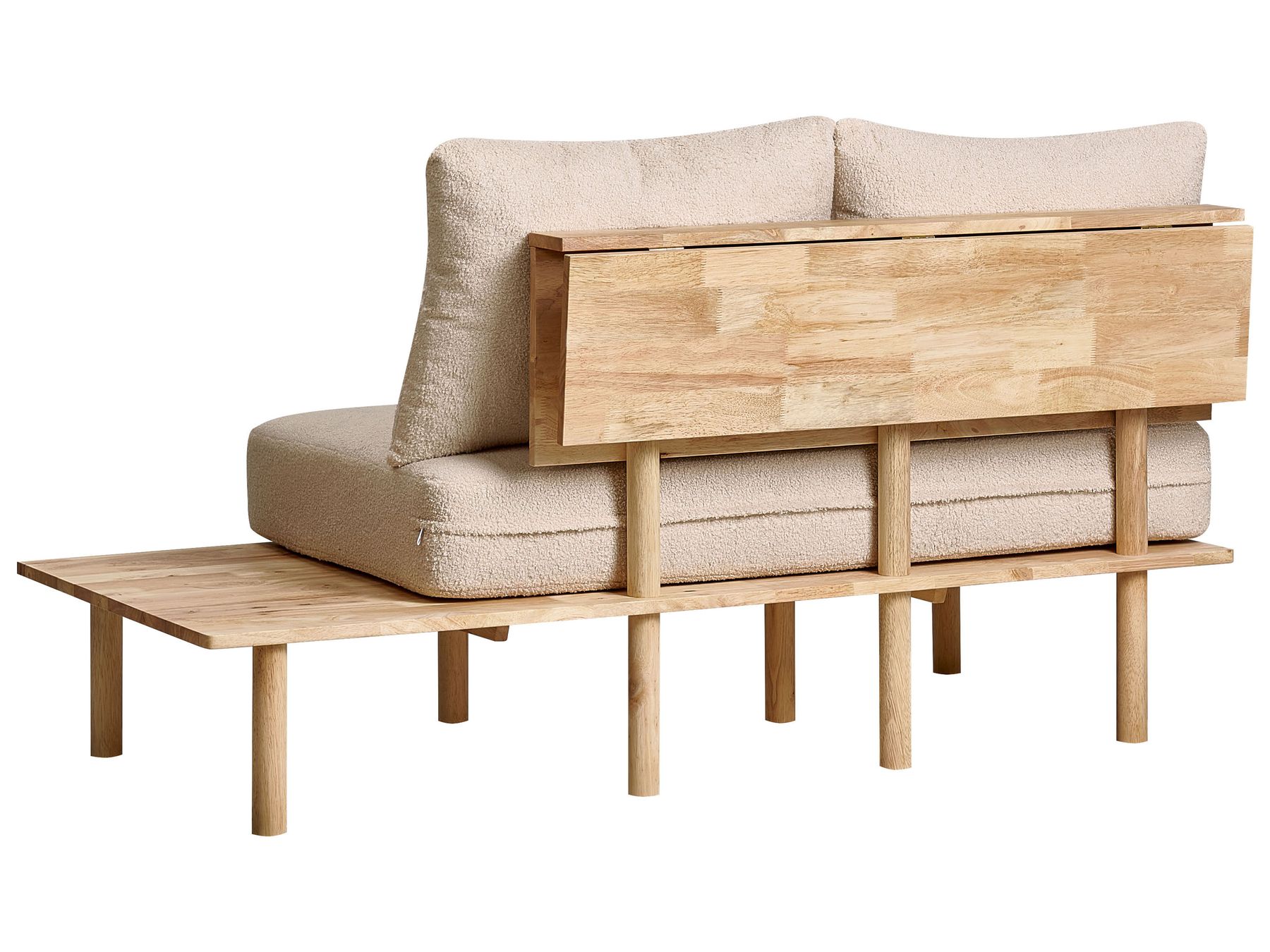 2 Seater Boucle Sofa with Table Beige SALO