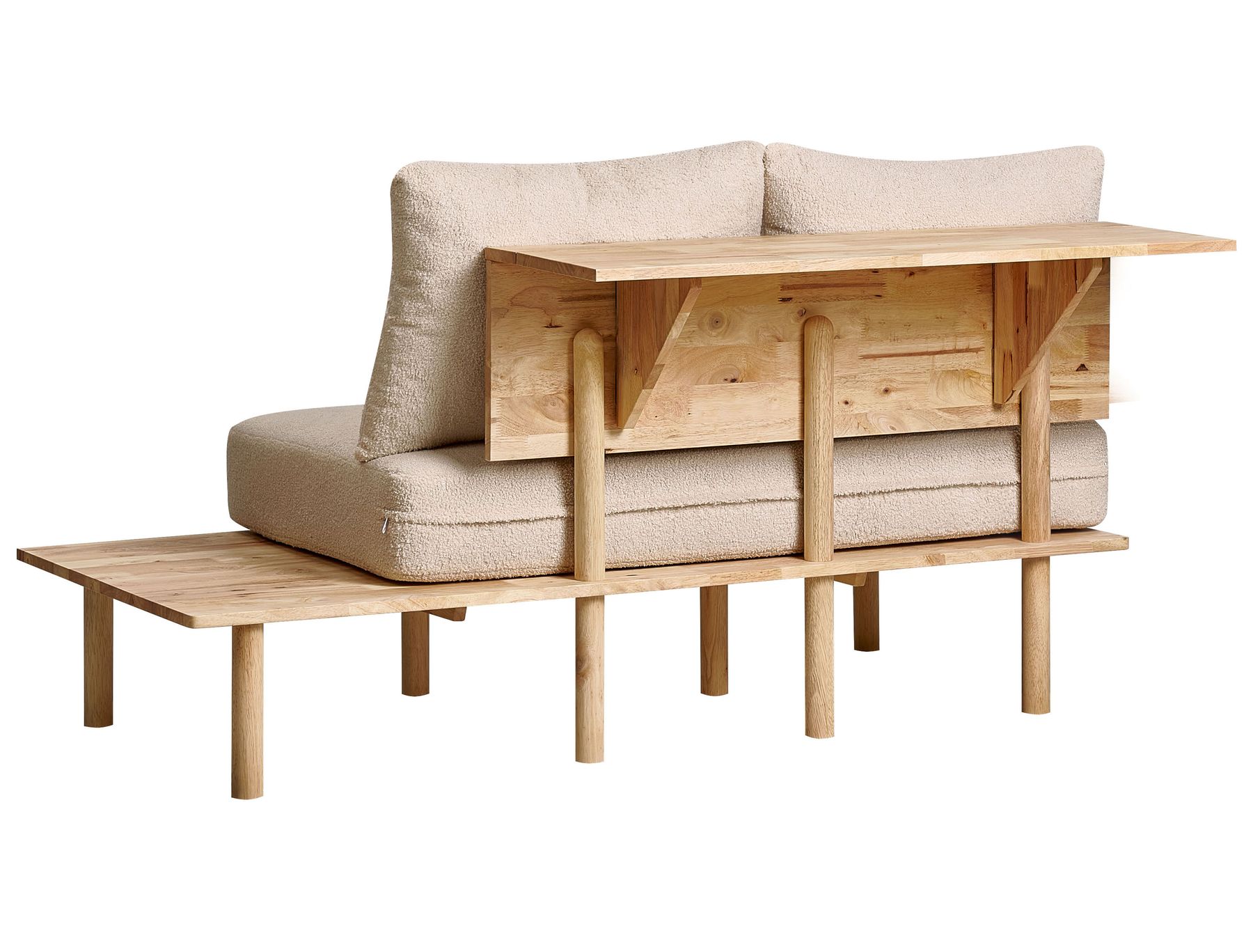 2 Seater Boucle Sofa with Table Beige SALO