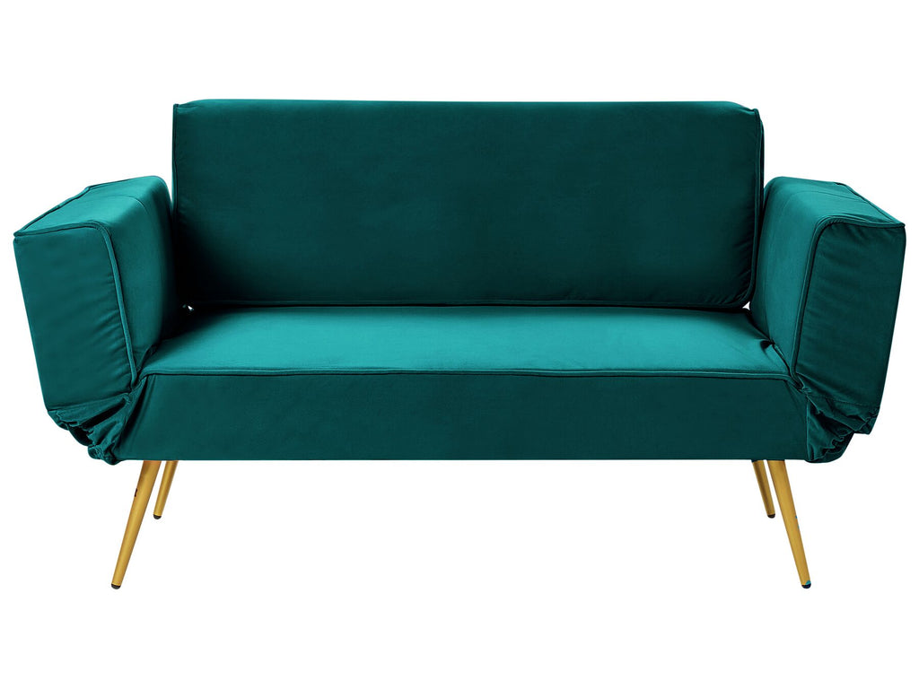 Sofa Bed SAARELA Velvet Emerald Green 2 Seater
