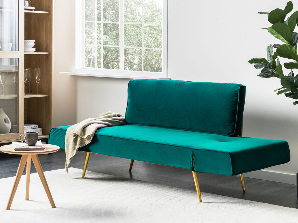 Sofa Bed SAARELA Velvet Emerald Green 2 Seater