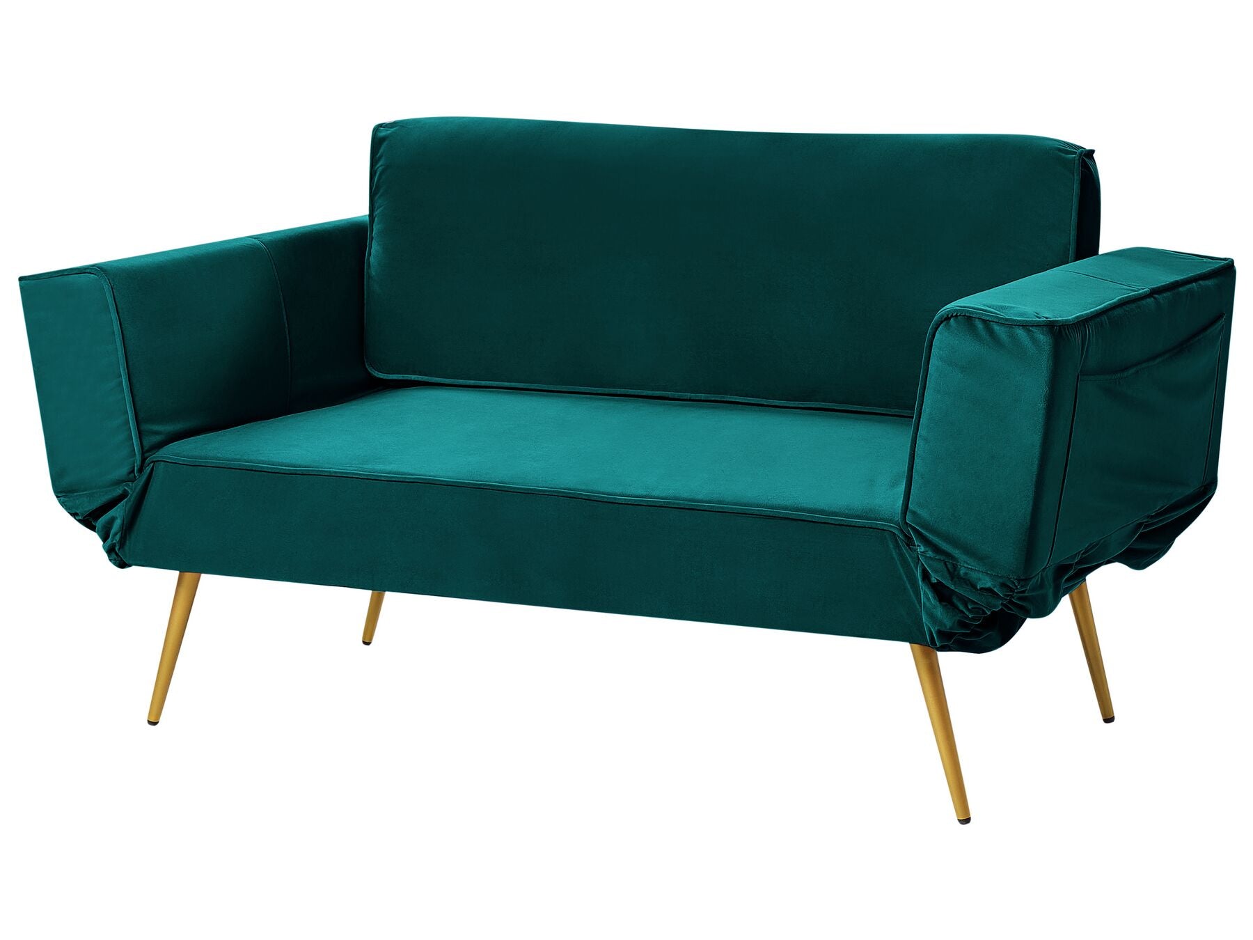Sofa Bed SAARELA Velvet Emerald Green 2 Seater