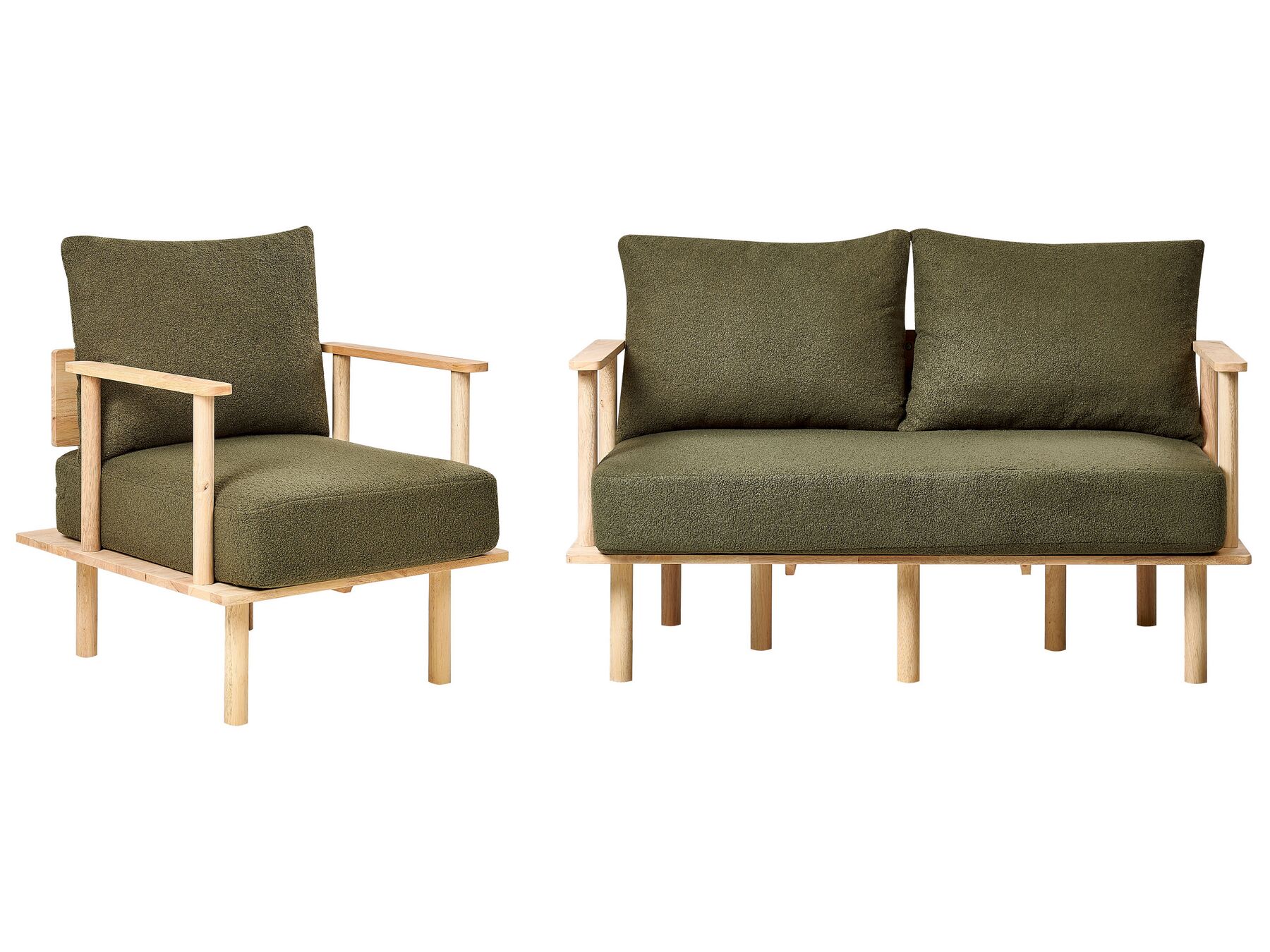 Boucle Living Room Set Dark Green ASKER