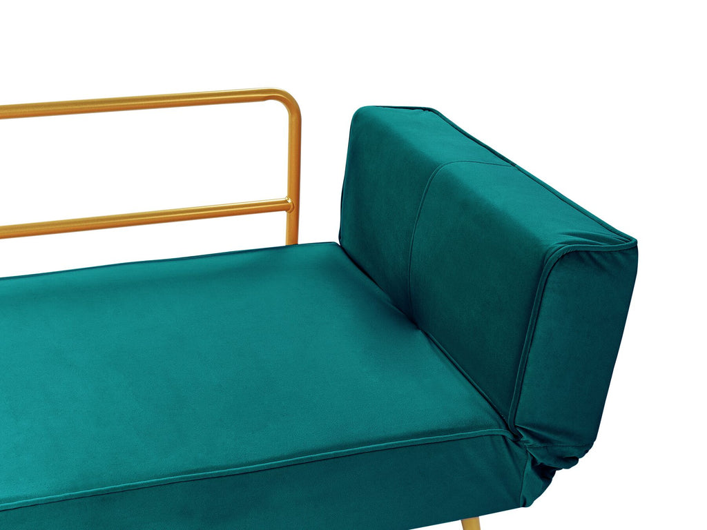 Sofa Bed SAARELA Velvet Emerald Green 2 Seater