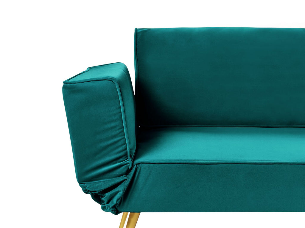 Sofa Bed SAARELA Velvet Emerald Green 2 Seater