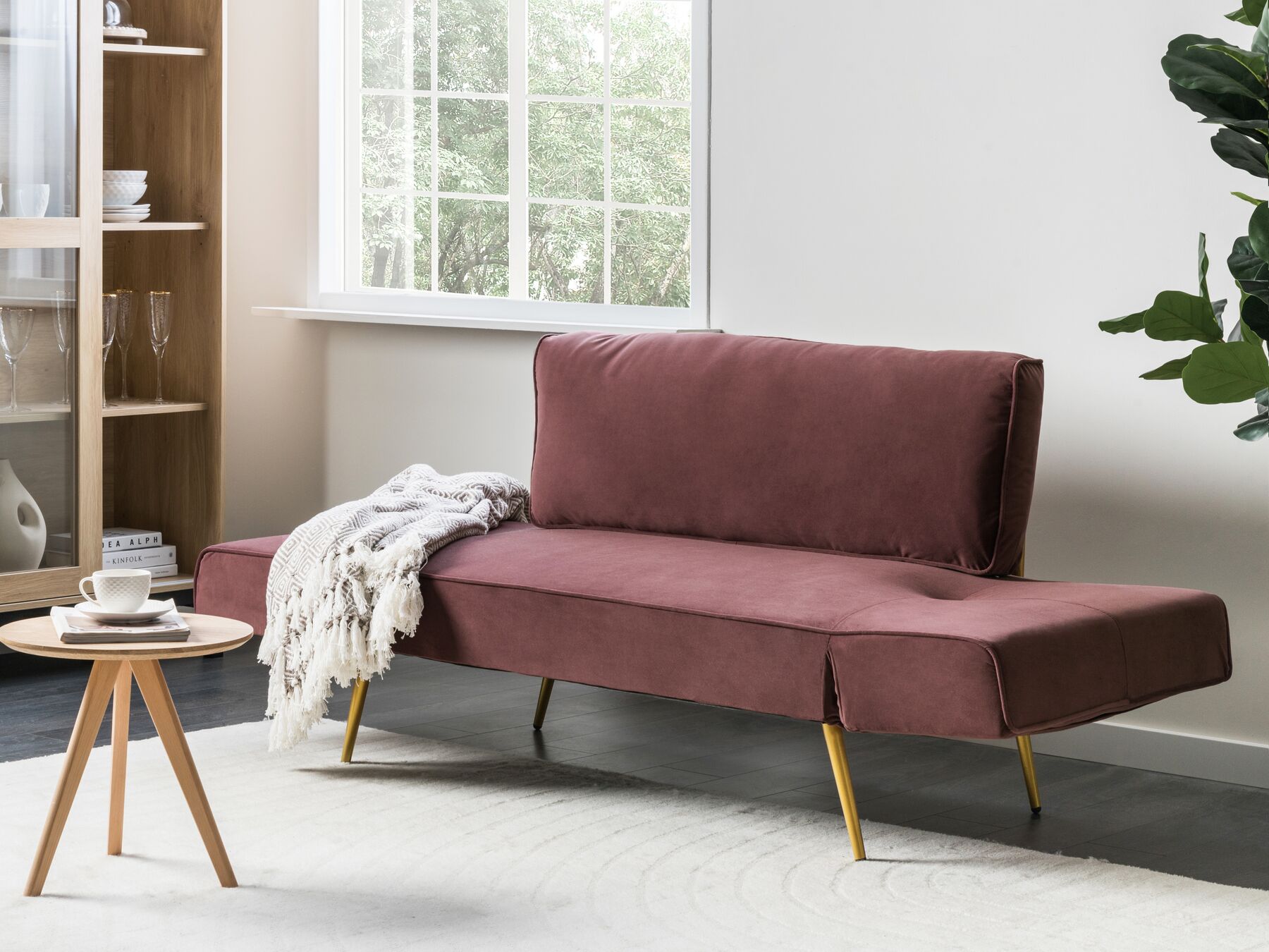 Sofa Bed SAARELA Velvet Pink 2 Seater