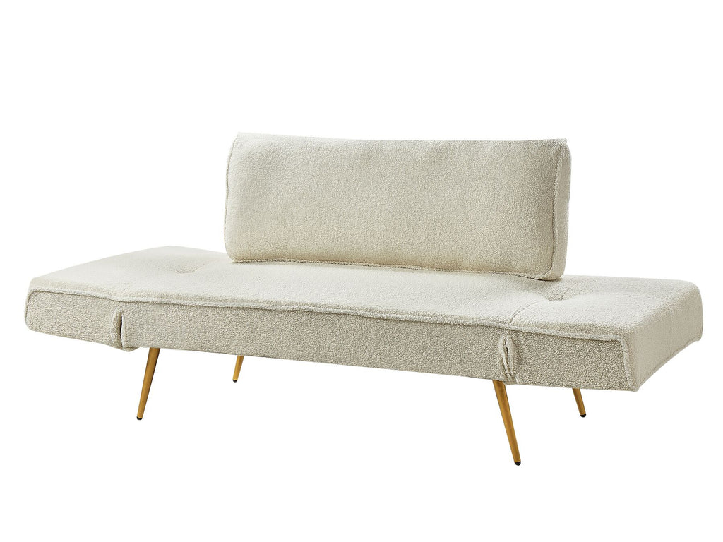 Sofa Bed SAARELA Boucle Off-White 2 Seater