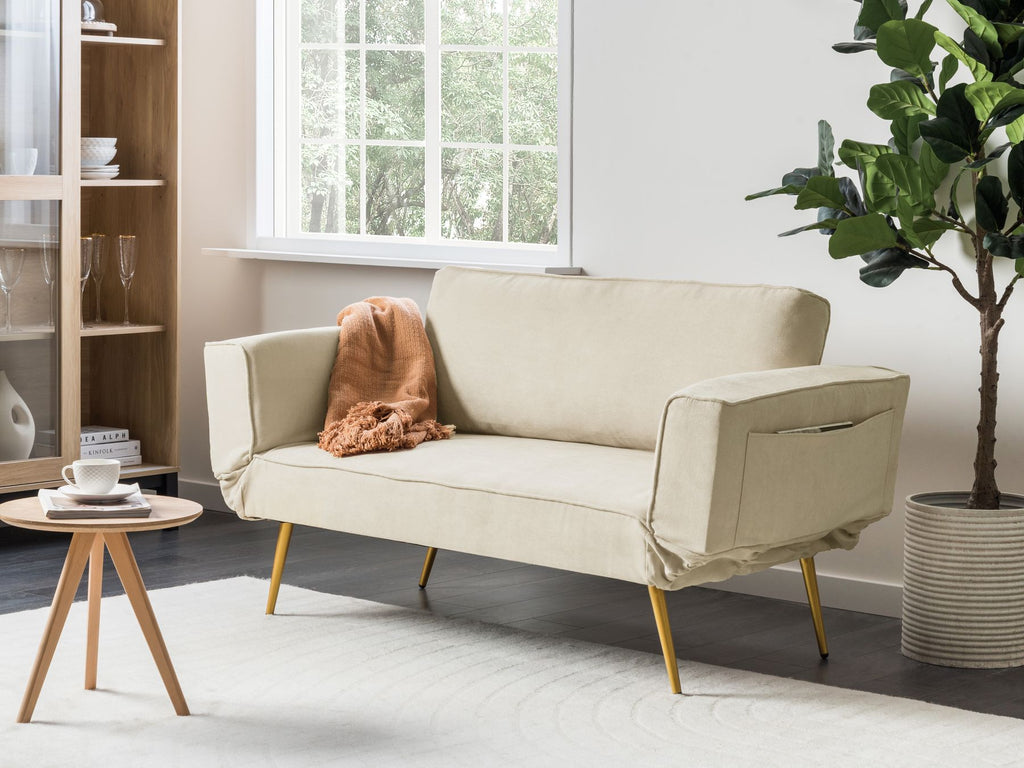 Sofa Bed SAARELA Fabric Beige 2 Seater