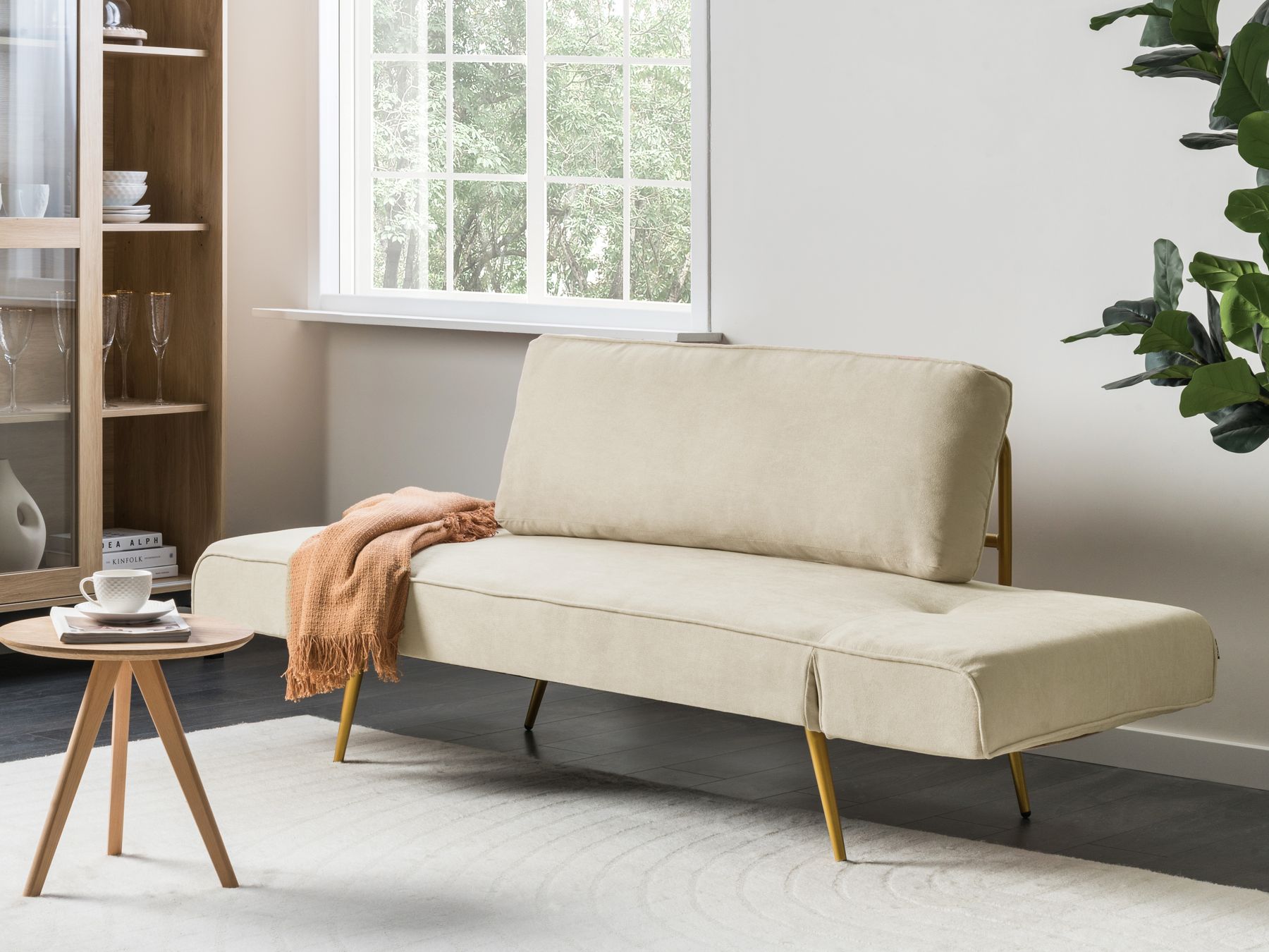 Sofa Bed SAARELA Fabric Beige 2 Seater