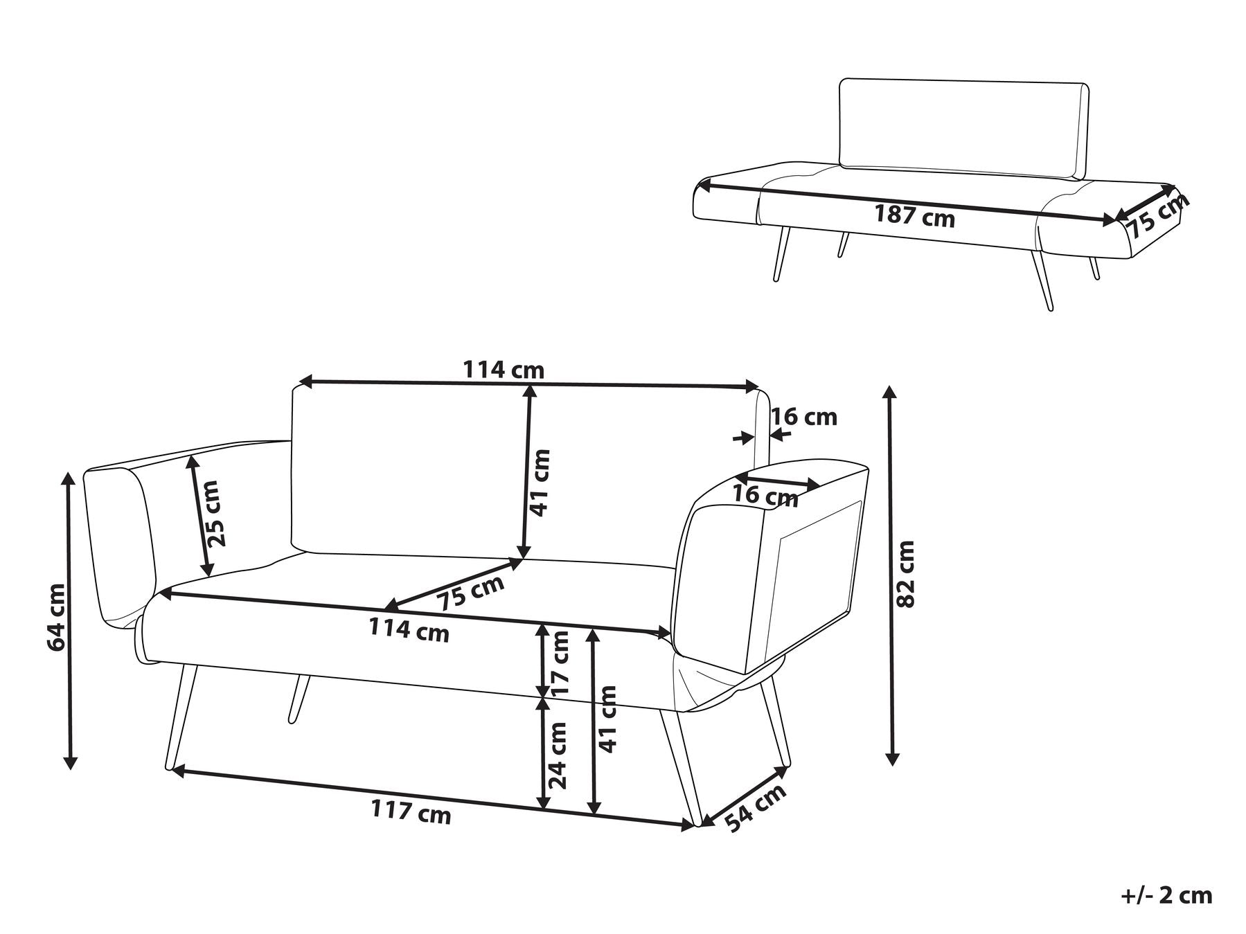 Sofa Bed SAARELA Fabric Beige 2 Seater