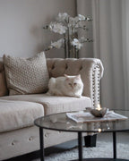 3 Seater Fabric Sofa Nailhead Trim Beige CHESTERFIELD